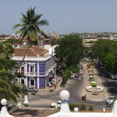 Panaji-Road along Church Square Panaji, View of church square
