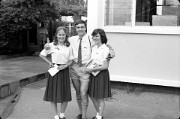 Outside D-Block (A-Block to the Left).  Jenny Trinder, Massimo Toti, Jacqui Morrice